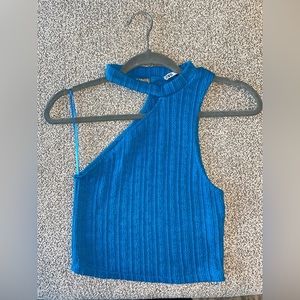 Blue One Shoulder Tank Top